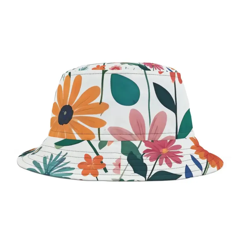 Trendy Floral Bucket Hat with Spring Flowers