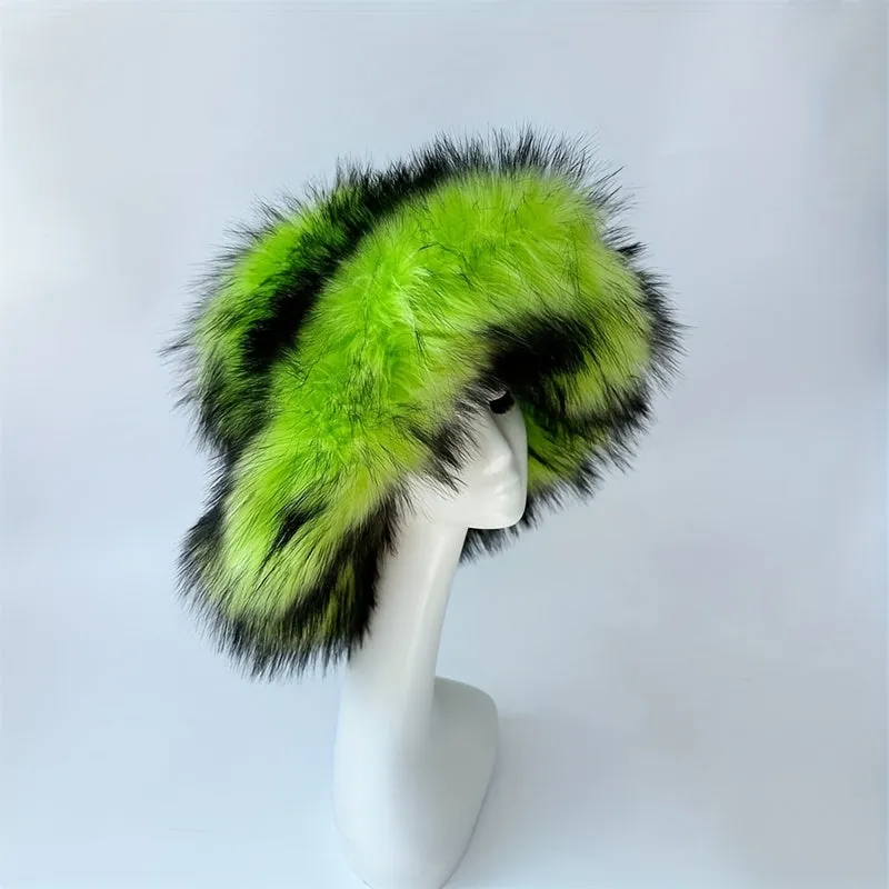 Trendy Oversized Faux Fur Bucket Hat