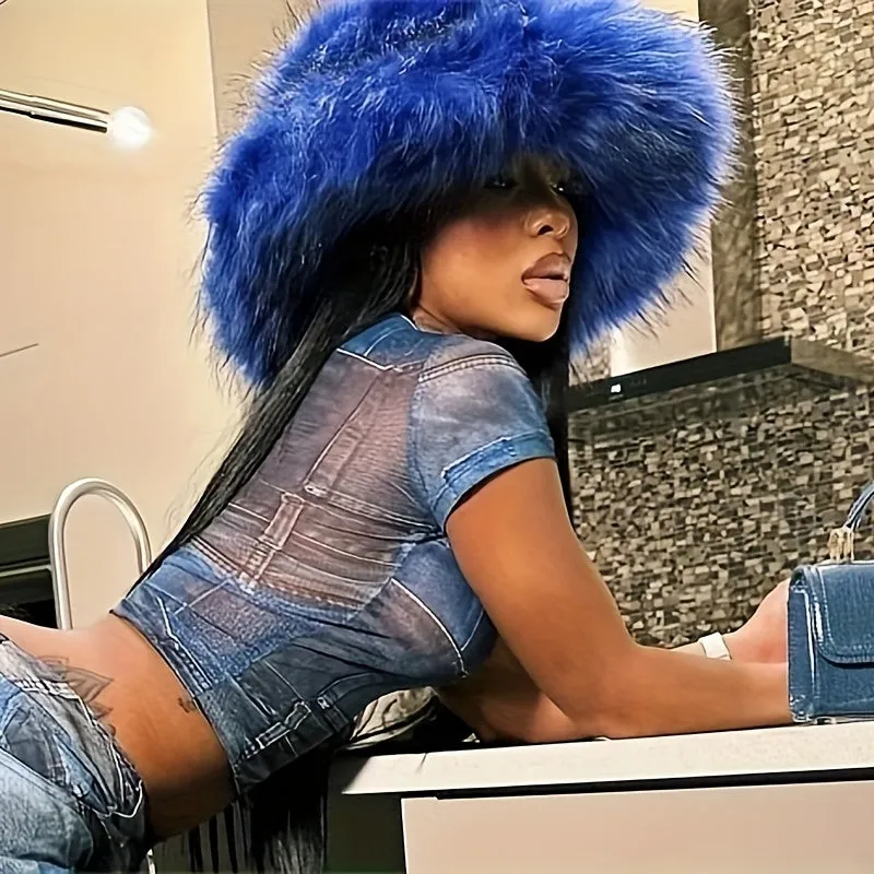 Trendy Oversized Faux Fur Bucket Hat
