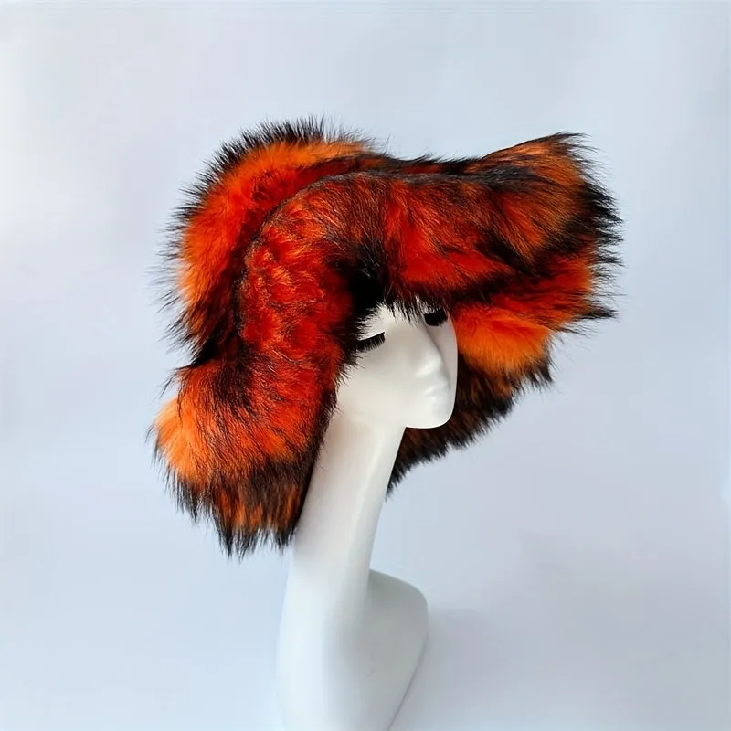 Trendy Oversized Faux Fur Bucket Hat