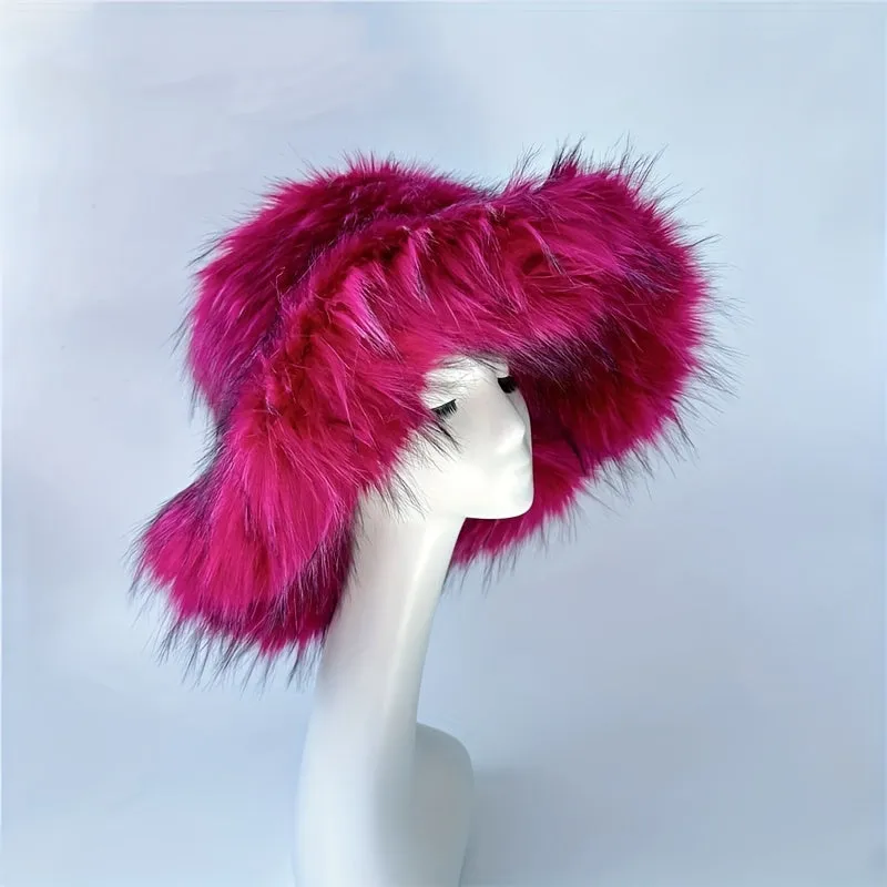 Trendy Oversized Faux Fur Bucket Hat