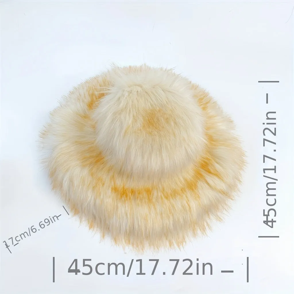 Trendy Oversized Faux Fur Bucket Hat