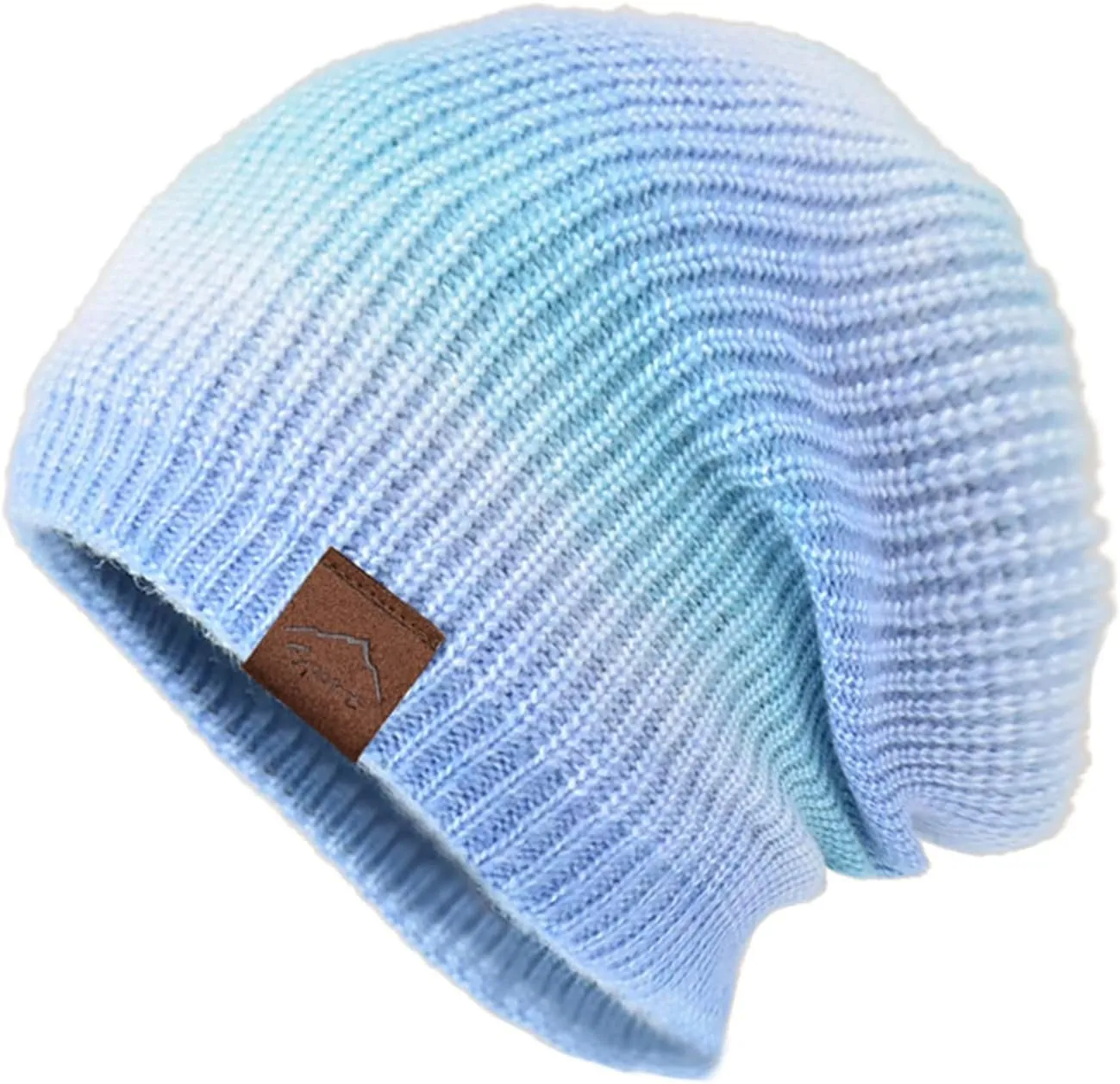 tuduoms Womens Tie Dye Hats Winter Wool Warm Rib Cable Knit Beanies Hat Teen Girls Trendy Cute Skull Ski Cap Pom Pom Beanie