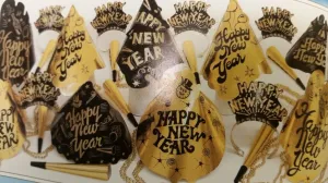 Twilight Party Kit for 50 Black & Gold - All-in-One New Year's Celebration Set
