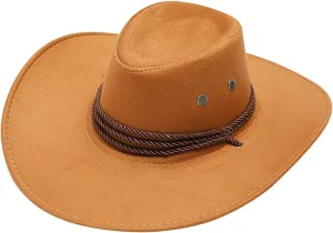 Unisex Cowboy Hat Solid Wide Brim Western Style Blowler Breathtable Belt Drawstring Sun Hats PU Leather Tees Adult