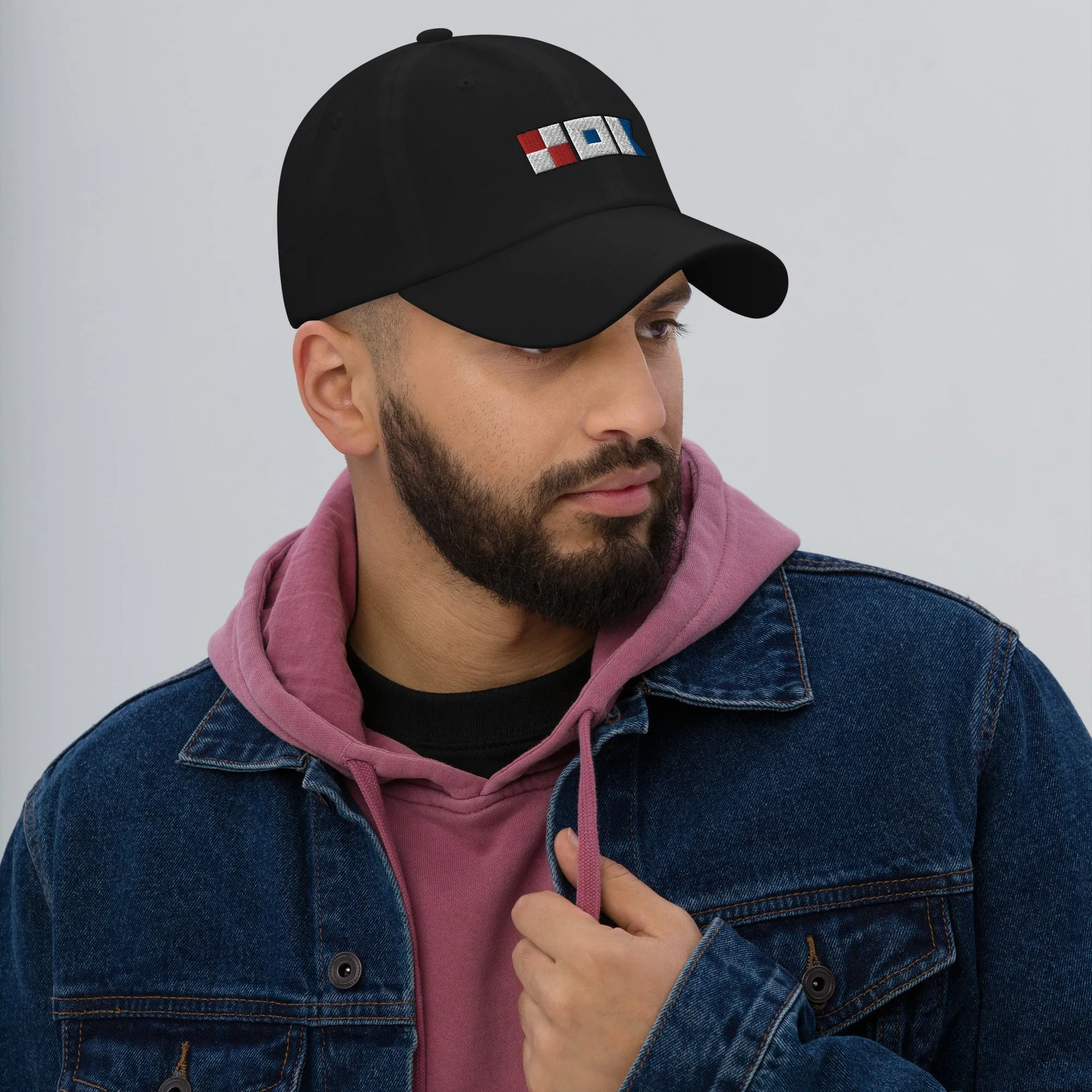 Unisex Nautical Dad hat with USA spelled out in Semaphore flags, Signal Flags Hat, Boat Gift