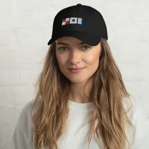 Unisex Nautical Dad hat with USA spelled out in Semaphore flags, Signal Flags Hat, Boat Gift