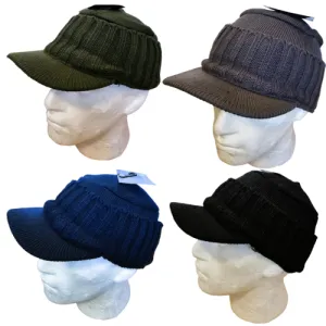 Unisex Ribbed Knitted Hat with Peaked Hood