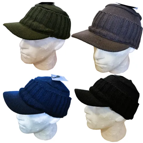 Unisex Ribbed Knitted Hat with Peaked Hood