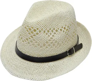 Unisex Straw Hat Cowboy Wide Brim Cut Out Hollow Cattleman Belt Teens Beach Breathtable Floppy Sun Cap Panama Hats