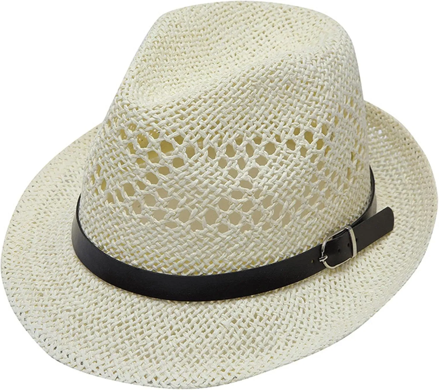 Unisex Straw Hat Cowboy Wide Brim Cut Out Hollow Cattleman Belt Teens Beach Breathtable Floppy Sun Cap Panama Hats