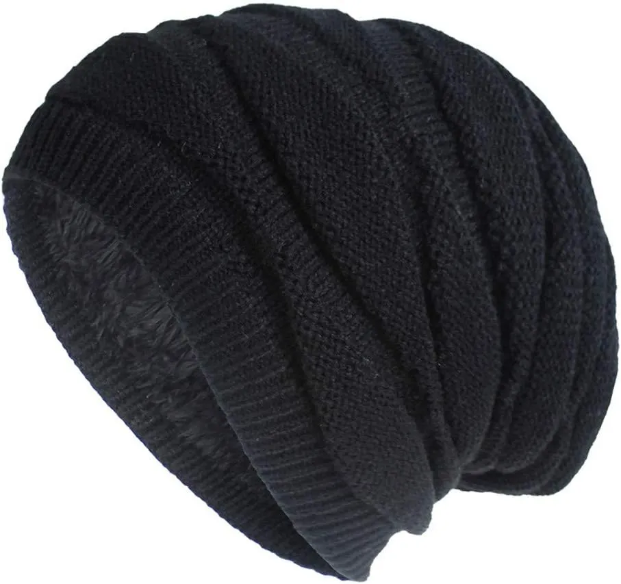 Unisex Winter Beanie Fashionable Stylish Warm Slouchy Ribbed Knit Hat Pom Pom Ski Skull Cap