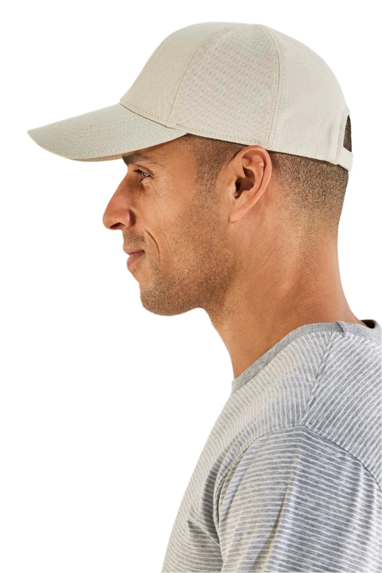 Unisex Zayne Cotton Ball Cap | Natural Modern Herringbone