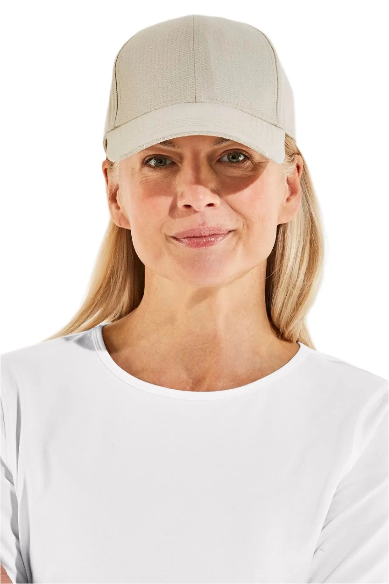 Unisex Zayne Cotton Ball Cap | Natural Modern Herringbone