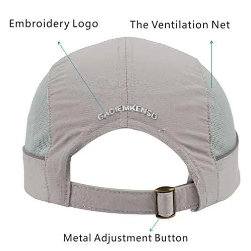 UPF 50 Mens Outdoor Hat Reflective Folding Mens Running Run Sports Sport Hats Summer Cool UV Sun Unstructured Baseball Cap Caps Light Quivk Dry Breathable Travel Golf Hat Hats for Men Women Light Gray