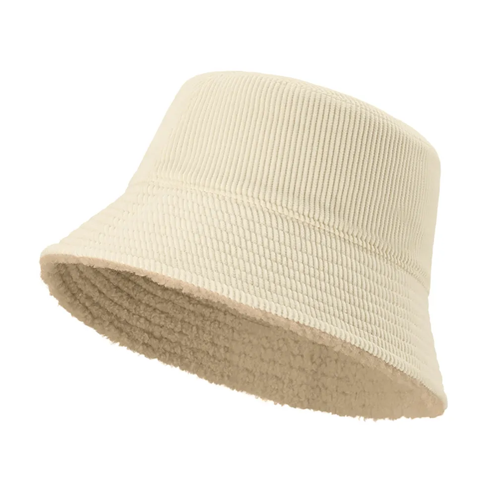 US Stock Faux Fur Cute Bucket Hat Fuzzy Teddy Style Vintage Winter Warm Cap