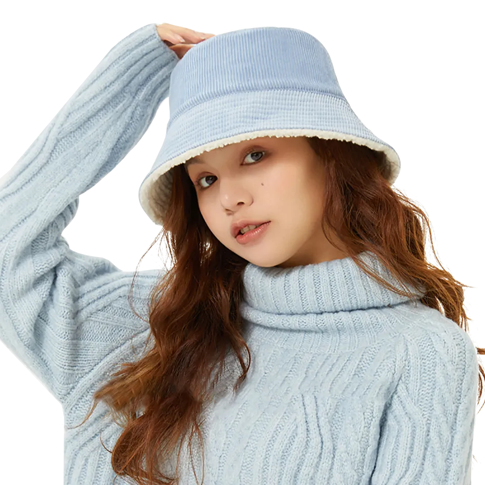 US Stock Faux Fur Cute Bucket Hat Fuzzy Teddy Style Vintage Winter Warm Cap