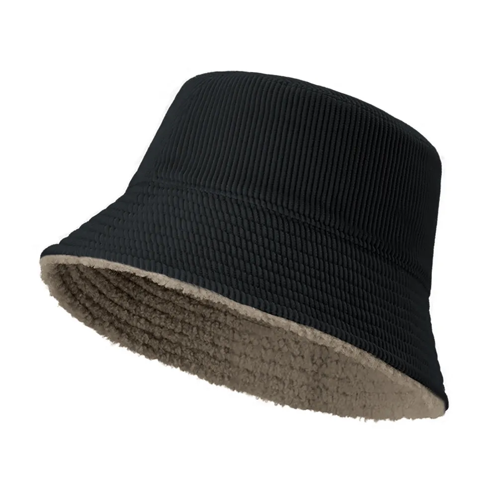 US Stock Faux Fur Cute Bucket Hat Fuzzy Teddy Style Vintage Winter Warm Cap