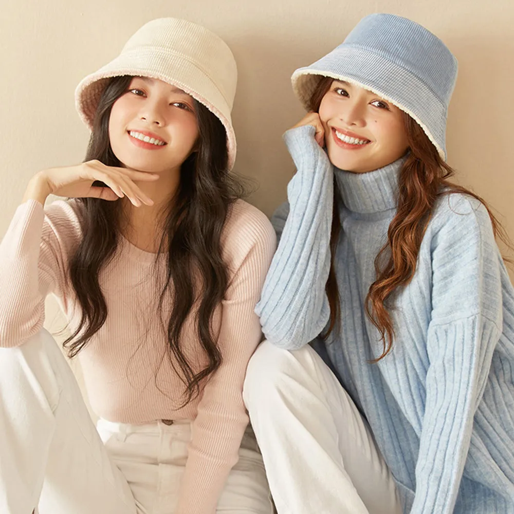 US Stock Faux Fur Cute Bucket Hat Fuzzy Teddy Style Vintage Winter Warm Cap