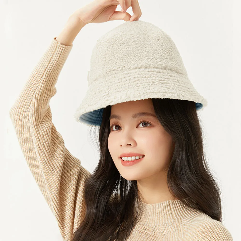 US Stock Faux Fur Cute Bucket Hat Fuzzy Teddy Style Vintage Winter Warm Cap