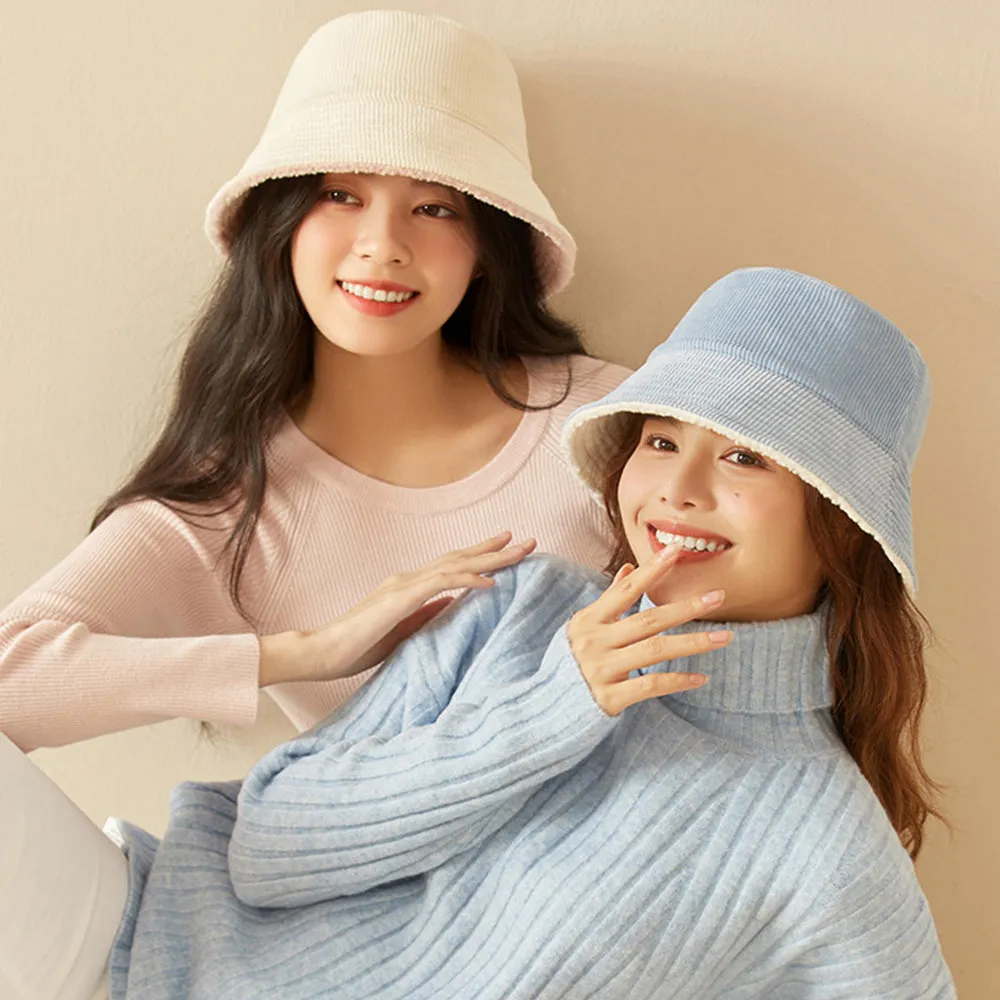 US Stock Faux Fur Cute Bucket Hat Fuzzy Teddy Style Vintage Winter Warm Cap