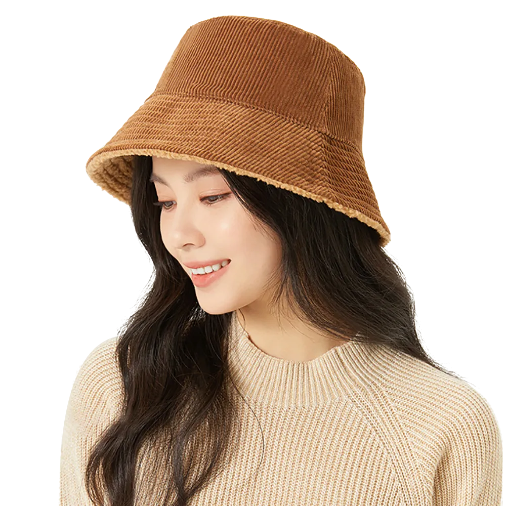 US Stock Faux Fur Cute Bucket Hat Fuzzy Teddy Style Vintage Winter Warm Cap