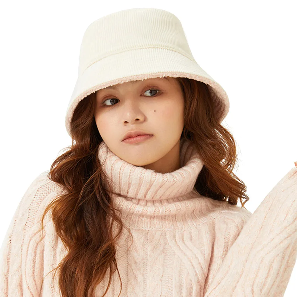 US Stock Faux Fur Cute Bucket Hat Fuzzy Teddy Style Vintage Winter Warm Cap