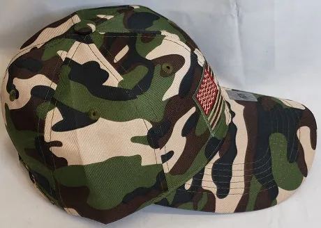 USA Flag III -- Cotton USA Baseball Cap -- Green Camo