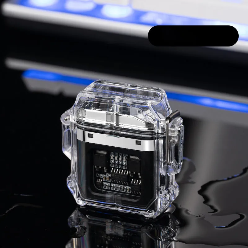 USB Lighter Windproof Double ArcLighter Cigarette Lighter Transparent Shell Waterproof Electronic Pulse Lighters | Brodtica.com