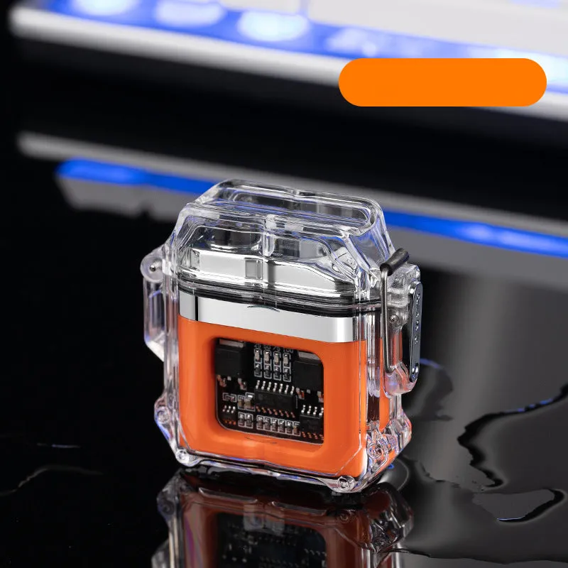 USB Lighter Windproof Double ArcLighter Cigarette Lighter Transparent Shell Waterproof Electronic Pulse Lighters | Brodtica.com