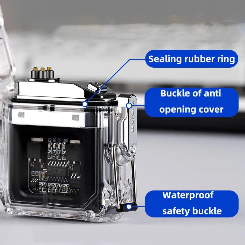 USB Lighter Windproof Double ArcLighter Cigarette Lighter Transparent Shell Waterproof Electronic Pulse Lighters | Brodtica.com