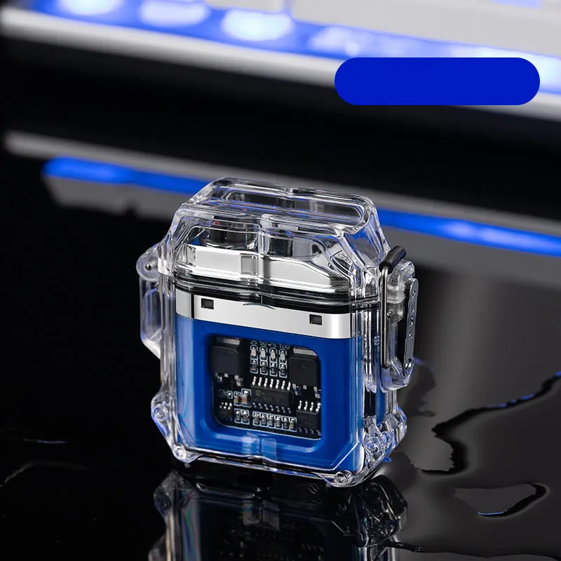 USB Lighter Windproof Double ArcLighter Cigarette Lighter Transparent Shell Waterproof Electronic Pulse Lighters | Brodtica.com