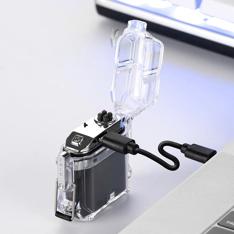 USB Lighter Windproof Double ArcLighter Cigarette Lighter Transparent Shell Waterproof Electronic Pulse Lighters | Brodtica.com