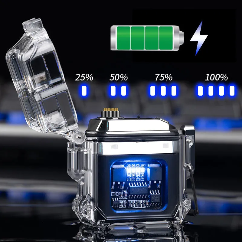 USB Lighter Windproof Double ArcLighter Cigarette Lighter Transparent Shell Waterproof Electronic Pulse Lighters | Brodtica.com