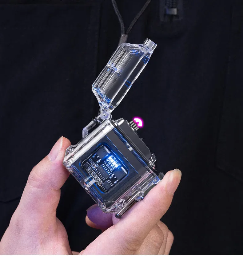 USB Lighter Windproof Double ArcLighter Cigarette Lighter Transparent Shell Waterproof Electronic Pulse Lighters | Brodtica.com