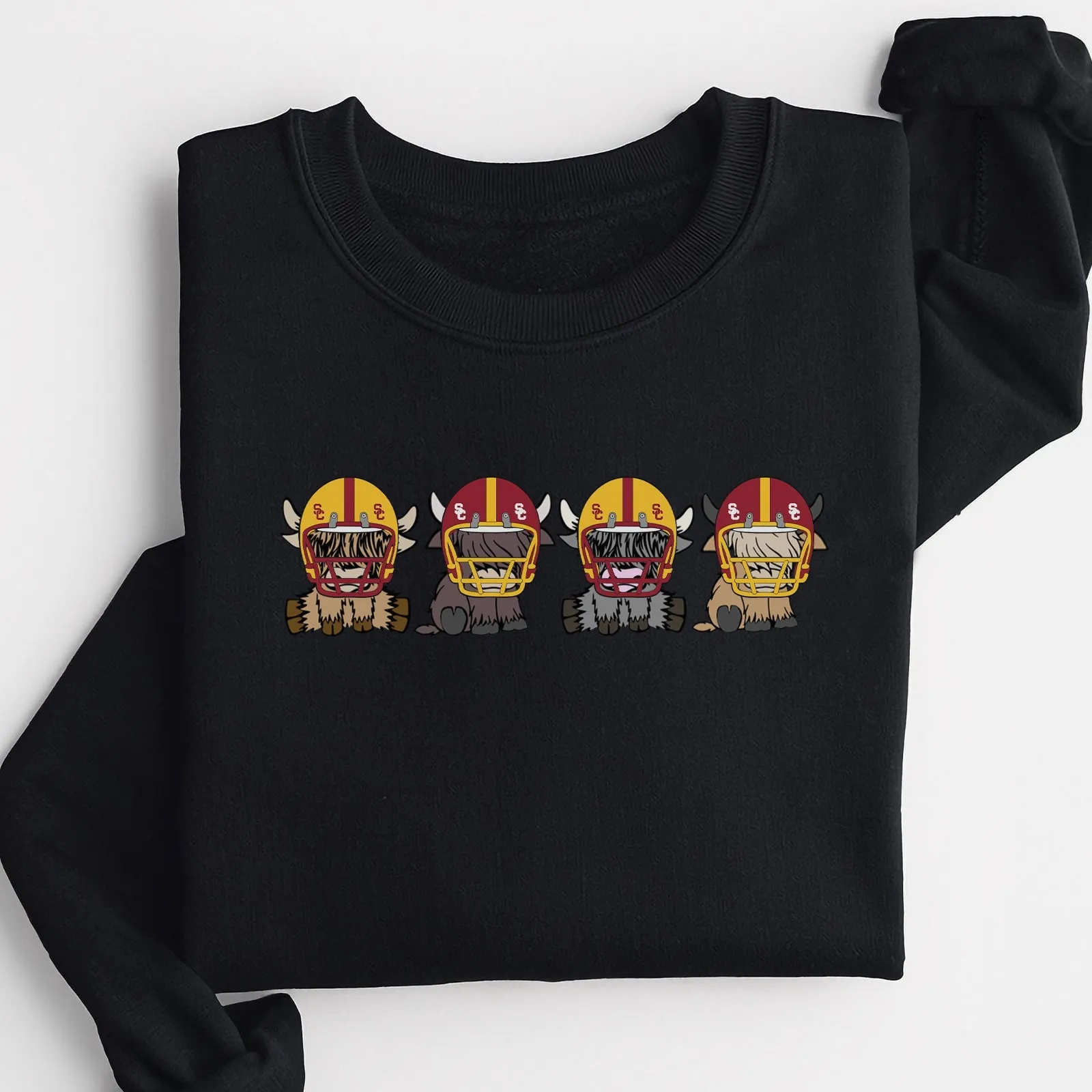 USC Trojans Football Highland Cow Football Team Football Lovers Gift Unisex Crewneck Hoodie Sweatshirt