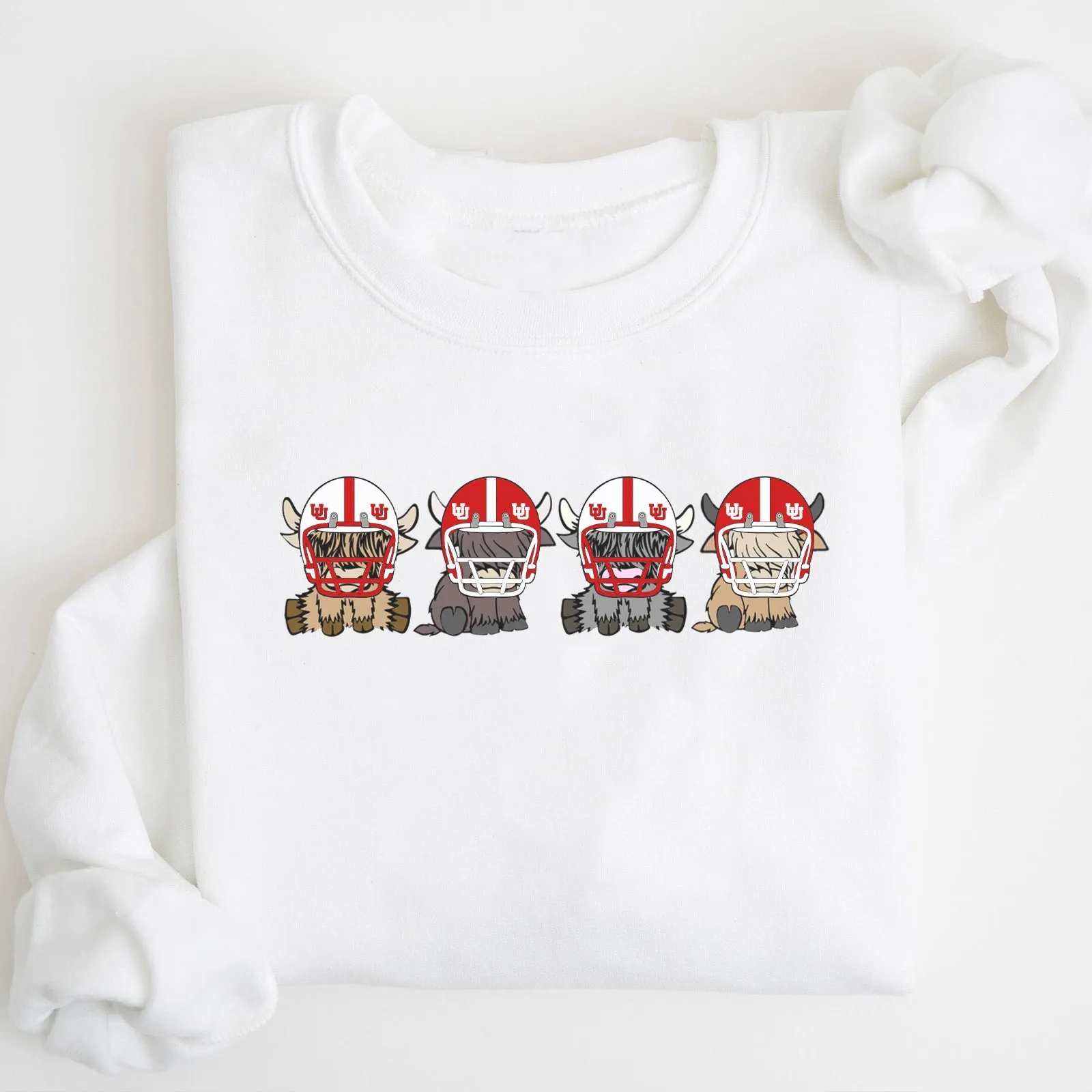 Utah Utes Football Highland Cow Football Team Football Lovers Gift Unisex Crewneck Hoodie Sweatshirt