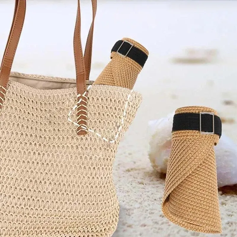 UV Protection Wide Brim Adjustable Straw Sun Visor Hat