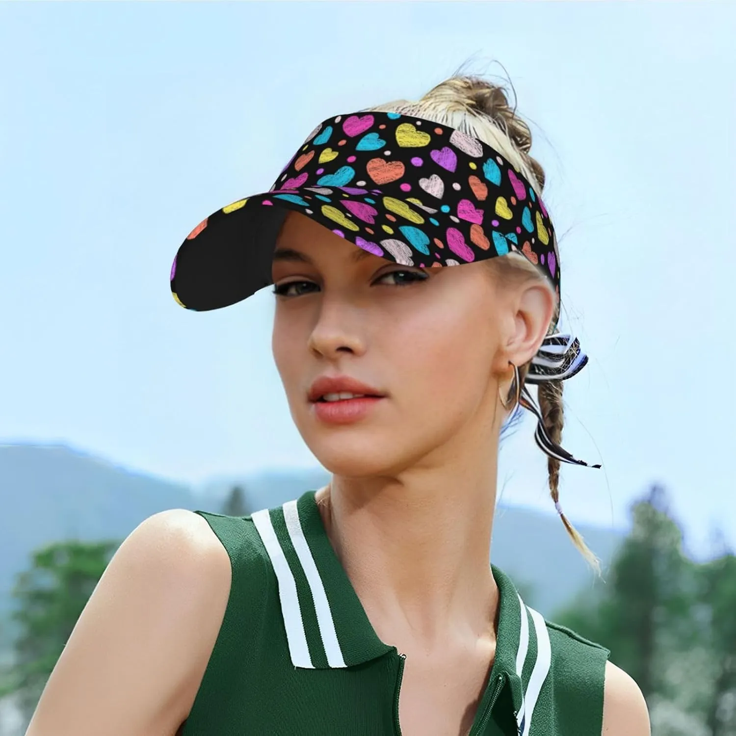 Valentines Hearts Hats for Men Women Valentine's Day Sport Sun Visor Hats Adjustable Hat Golf, Running Outdoor Hats