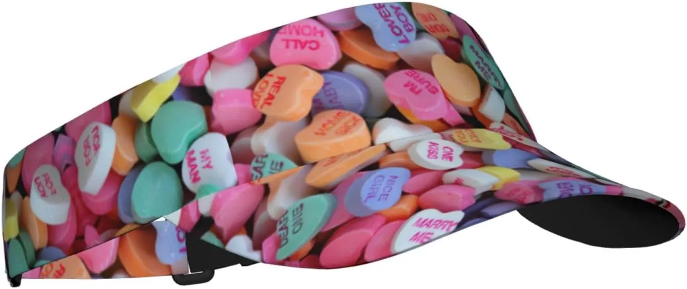 Valentines Hearts Hats for Men Women Valentine's Day Sport Sun Visor Hats Adjustable Hat Golf, Running Outdoor Hats