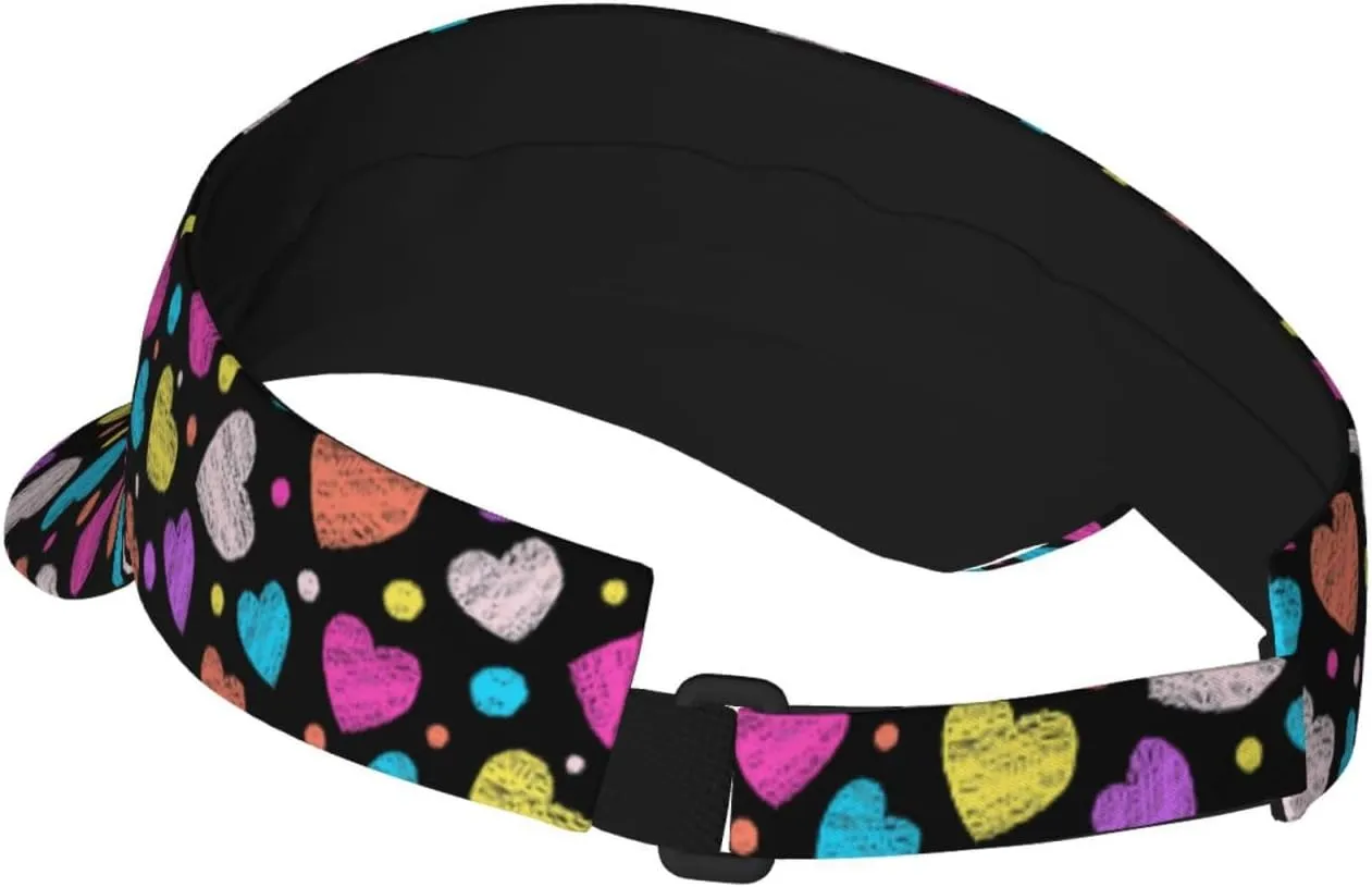 Valentines Hearts Hats for Men Women Valentine's Day Sport Sun Visor Hats Adjustable Hat Golf, Running Outdoor Hats