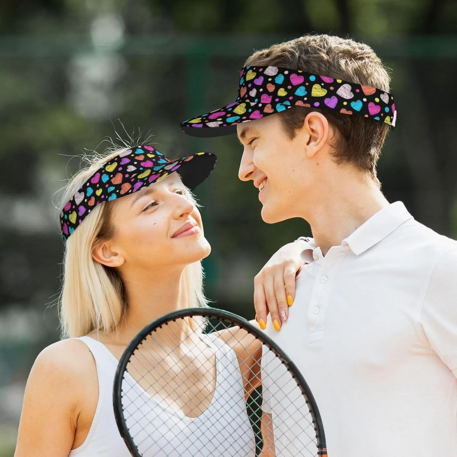 Valentines Hearts Hats for Men Women Valentine's Day Sport Sun Visor Hats Adjustable Hat Golf, Running Outdoor Hats