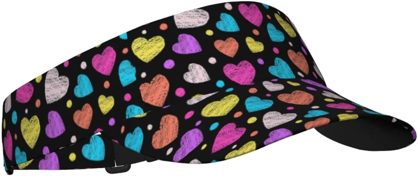 Valentines Hearts Hats for Men Women Valentine's Day Sport Sun Visor Hats Adjustable Hat Golf, Running Outdoor Hats