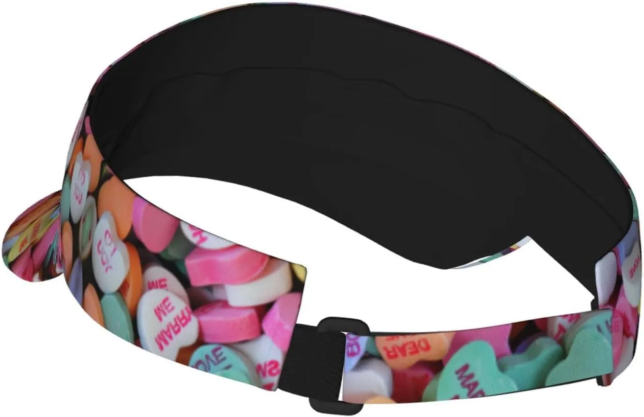 Valentines Hearts Hats for Men Women Valentine's Day Sport Sun Visor Hats Adjustable Hat Golf, Running Outdoor Hats