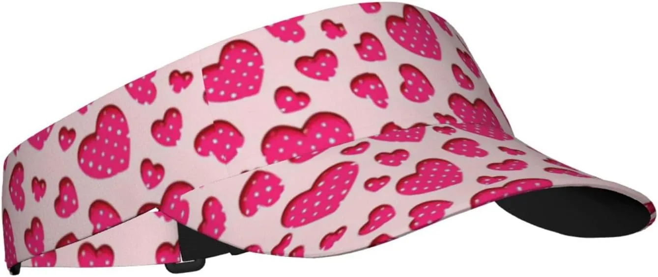 Valentines Hearts Hats for Men Women Valentine's Day Sport Sun Visor Hats Adjustable Hat Golf, Running Outdoor Hats