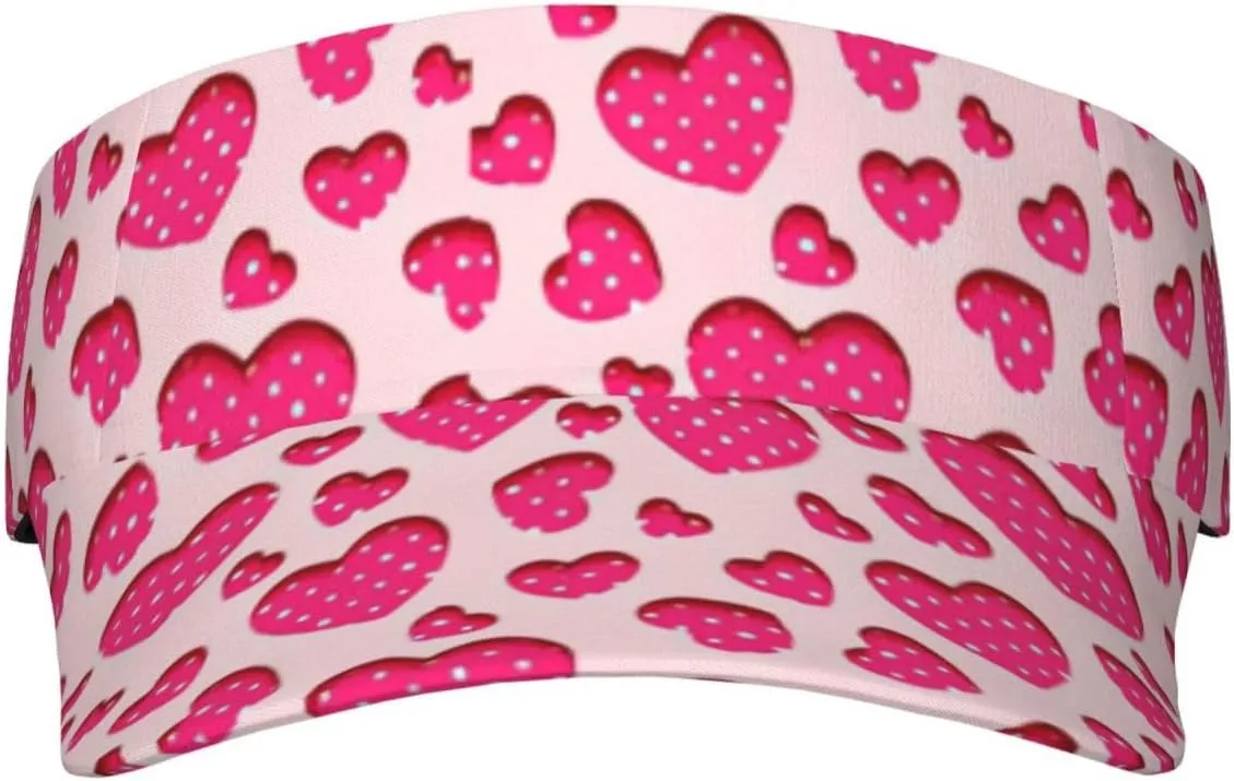 Valentines Hearts Hats for Men Women Valentine's Day Sport Sun Visor Hats Adjustable Hat Golf, Running Outdoor Hats