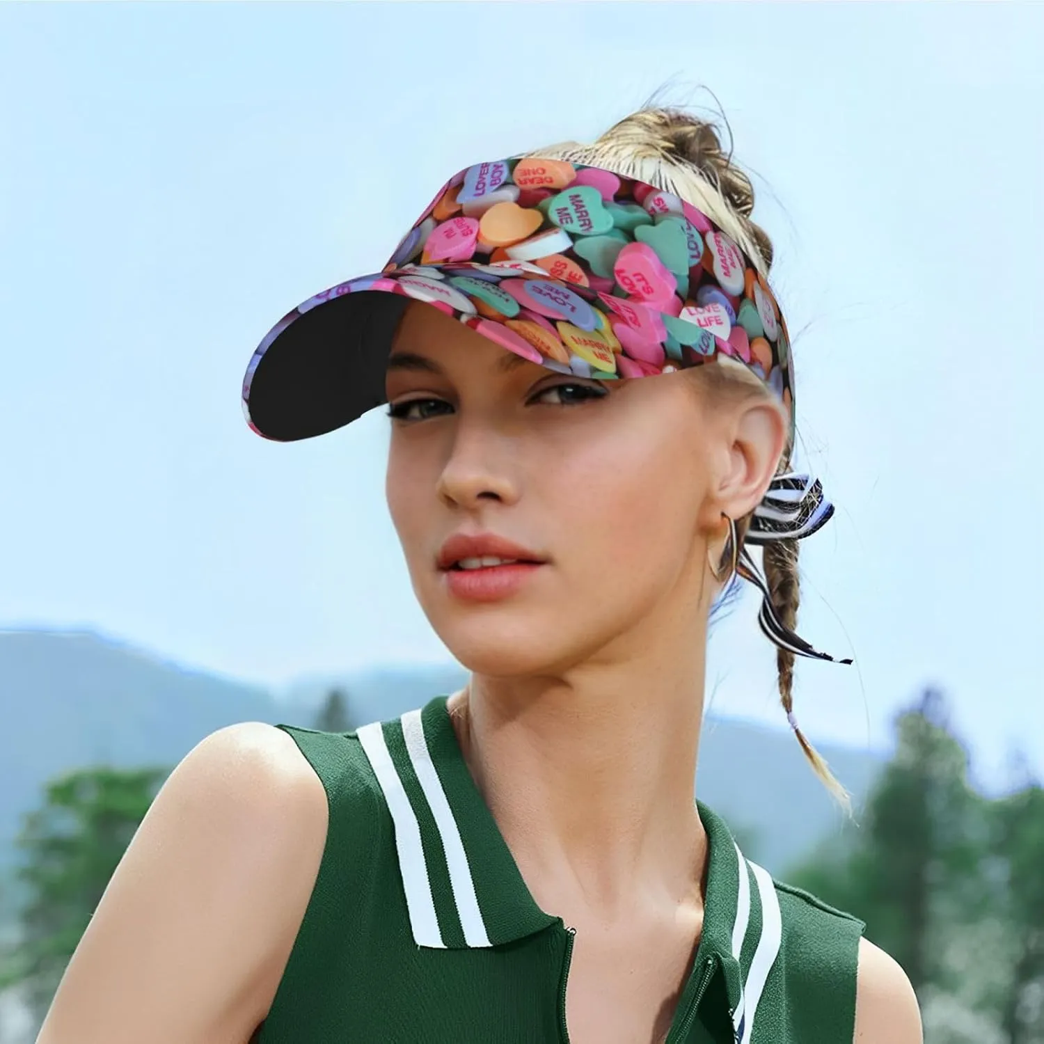Valentines Hearts Hats for Men Women Valentine's Day Sport Sun Visor Hats Adjustable Hat Golf, Running Outdoor Hats