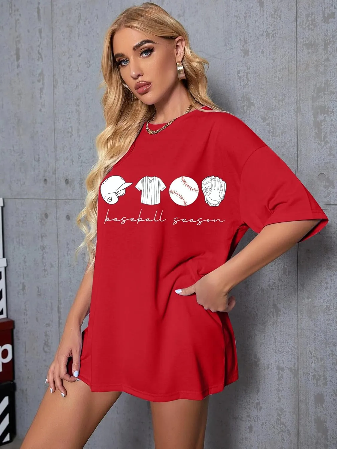 VILOVE Baseball Shirt Women Oversized Baseball Mom Tops Baseball Season Game Day Baseball Fan Gifts Short Sleeve Tops