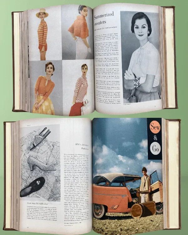 Vintage 1954 MADEMOISELLE Magazine Book – Fashion, Drama & Prairie Prints