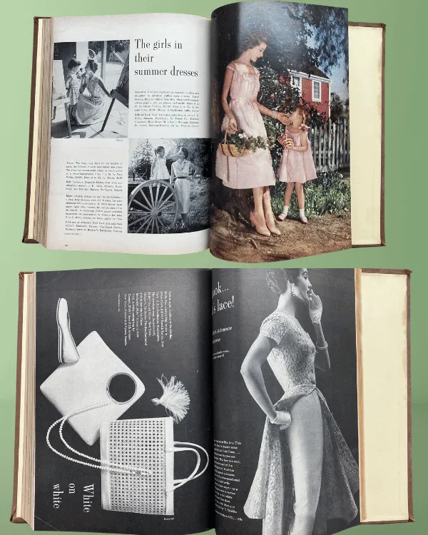 Vintage 1954 MADEMOISELLE Magazine Book – Fashion, Drama & Prairie Prints